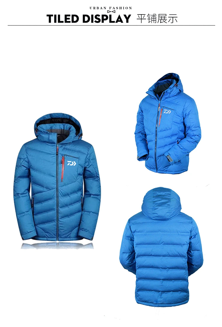 Men Outdoors Winter White Duck Down DAIWA Fishing Jacket Warm Windproof Breathable Mountaineering Clothing Fishing Clothes