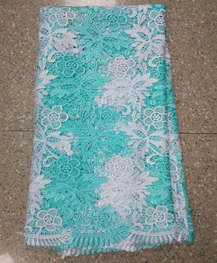 5Yards/pc beautiful green and yellow flower african water soluble lace embroidery french guipure fabric for dress BW61-5 | Дом и сад