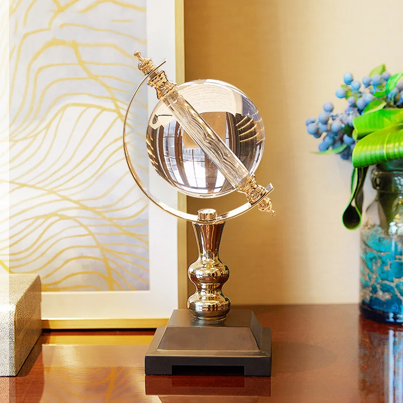 

High Grade Statue Crystal Globe Figurines Home Decor Crafts Room Decor Wedding Handicraft Ornament Metal
