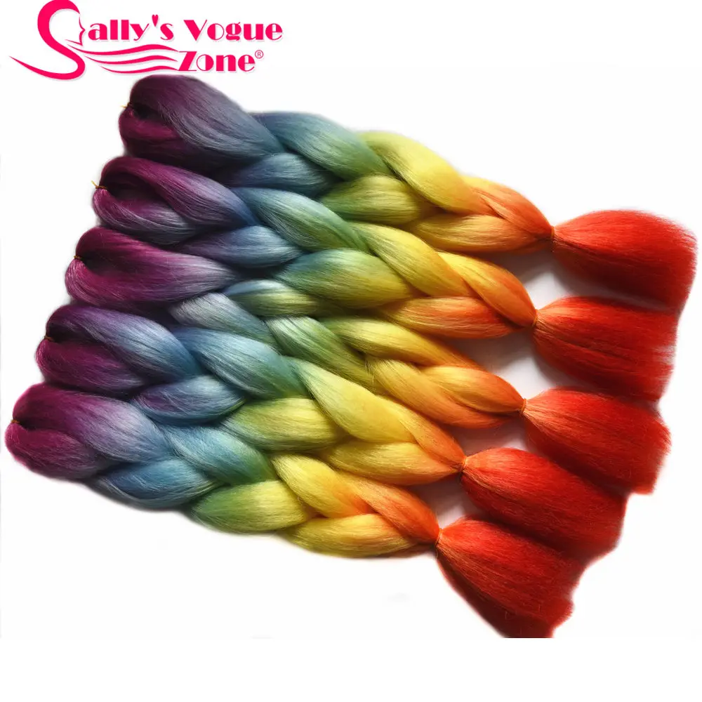 Sallyhair Омбре плетение волос для наращивания 2 тона цвет 1 упаковка 24 дюйма Высокая температура Большие синтетические косы объемные волосы черный