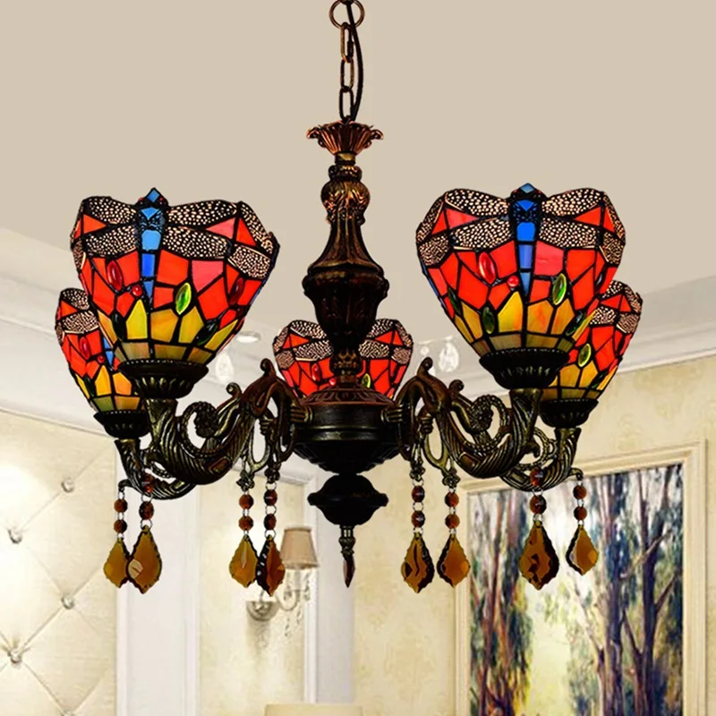 Ожерелье из цветного стекла Тиффани в американском саду для гостиной спальни
