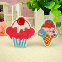 2pclot ice cream cartoon patch applique child clothes patch stickers embroidery ice cream 3d embroidery patch iron on applique