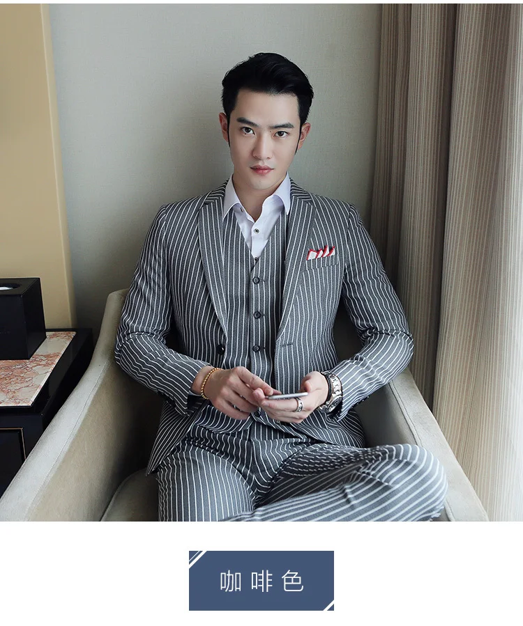 5 colors Elegant Stripe Suit Terno Costume Homme Luxe Tuxedo Suit Formal Smoking Uomo Party Weddin Slim Fit Banquet Suit Men