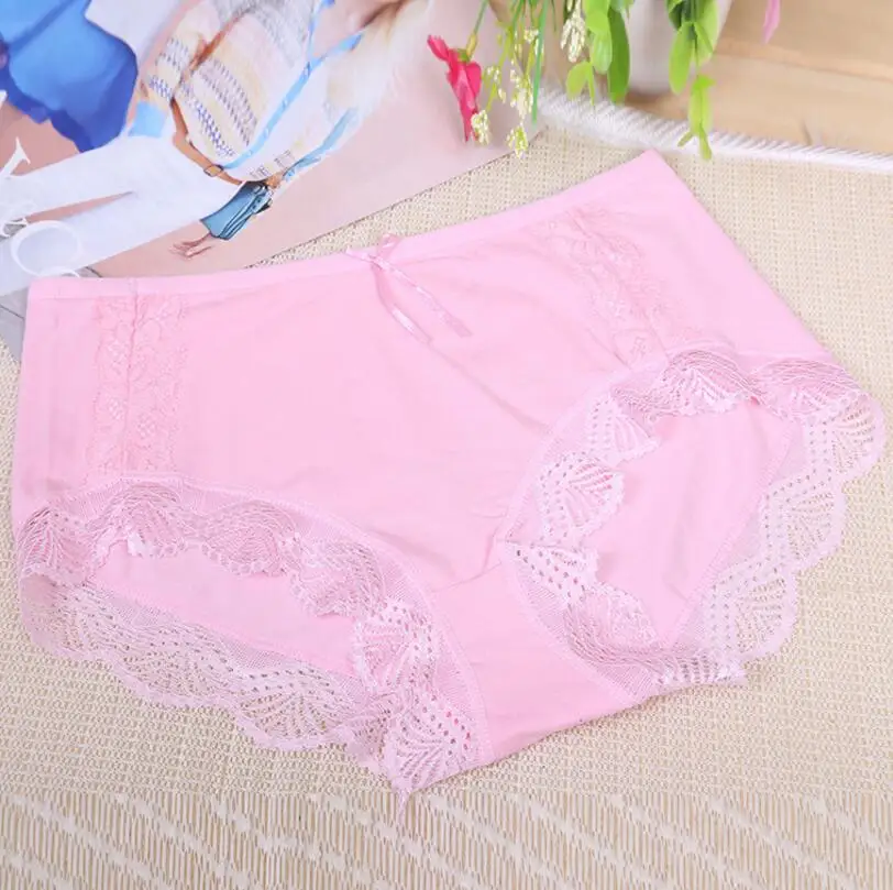 Pink Женское нижнее белье, сексуальные женские хлопковые трусы, кружевные шорты с креветками, абрикосовые, черные, желтые, фиолетовые, L XL XXL XXXL#7178R2 - Цвет: Pink