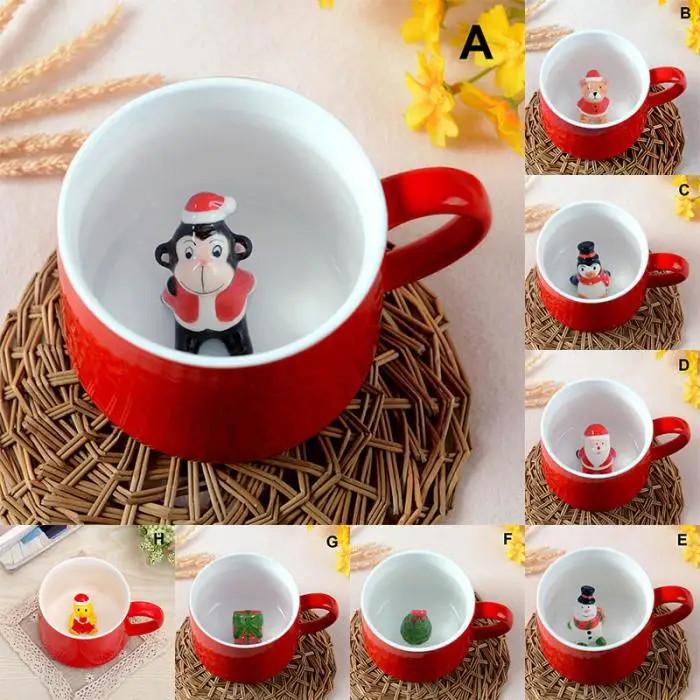 Christmas Cup Mug 3D Animal Ceramics Cute Cartoon For Coffee Milk Tea Home Office TT-best