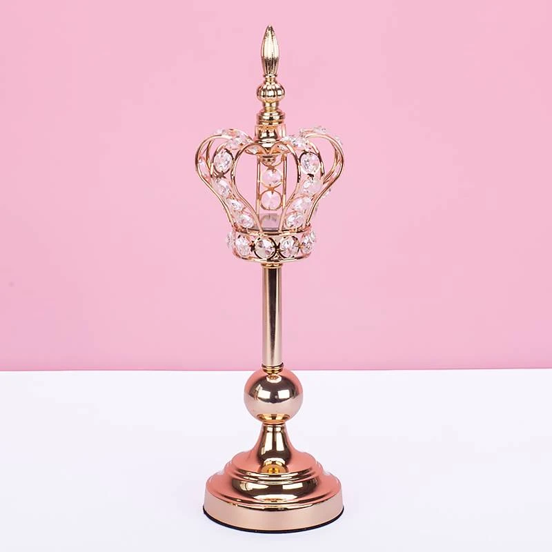 Gold 40 CM height Хрустальные подсвечники в форме золотой короны, модные свадебные изысканные подсвечники, вечерние подсвечники для украшения дома - Цвет: Gold 40 CM height