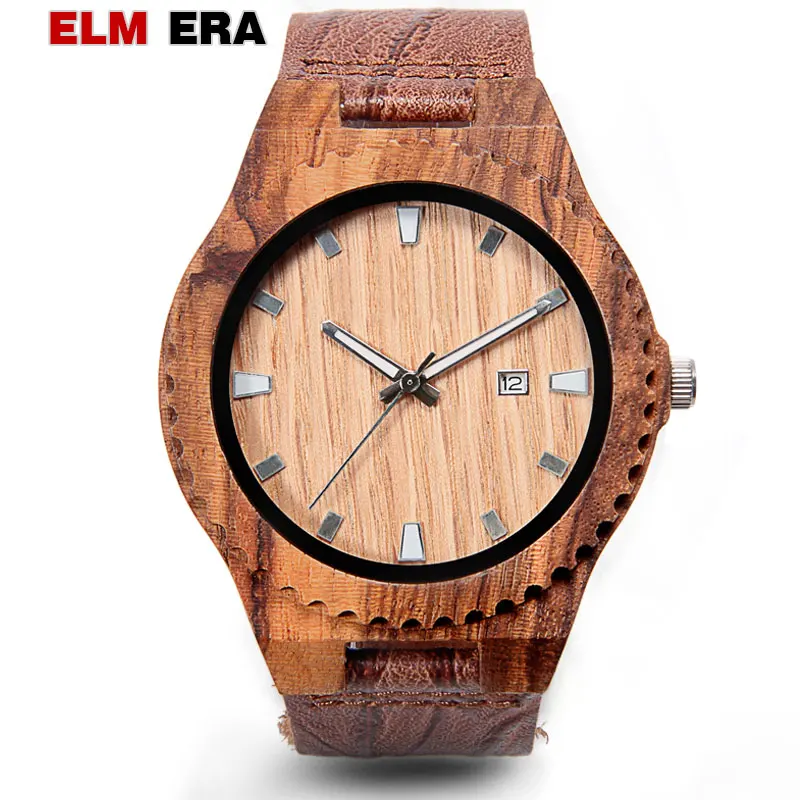 relogio masculino wood watches couro Wooden Watch Quartz Men's Wristwatch Wood Watches for Men Fashionable Casual