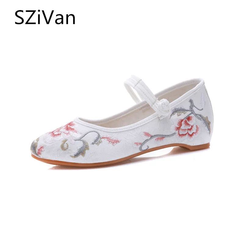 Women Spring Flats Cotton Fabric Butterfly Flowers Embroidery Shoes Woman Ladies Shallow Pointed Toe Dance Ballet Flat | Обувь