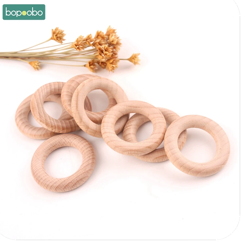 

Bopoobo Baby Teether 50pc Beech Wooden Round Wood Ring 40mm DIY Bracelet Crafts Gift Teething Accessory Nursing Bangles
