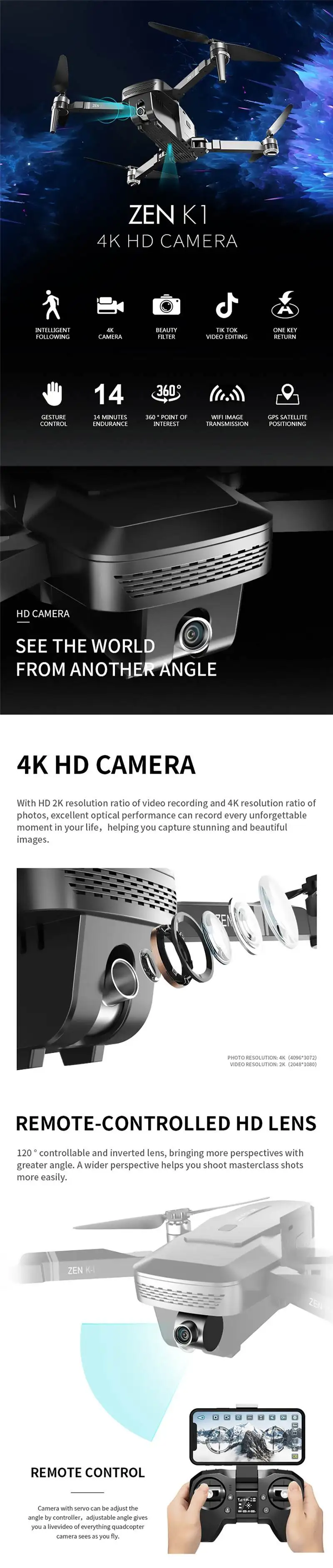 VISUO ZEN K1 5G wifi FPV gps с 4K 720P HD двойной камерой 90 градусов широкоугольный бесщеточный складной Радиоуправляемый Дрон Квадрокоптер