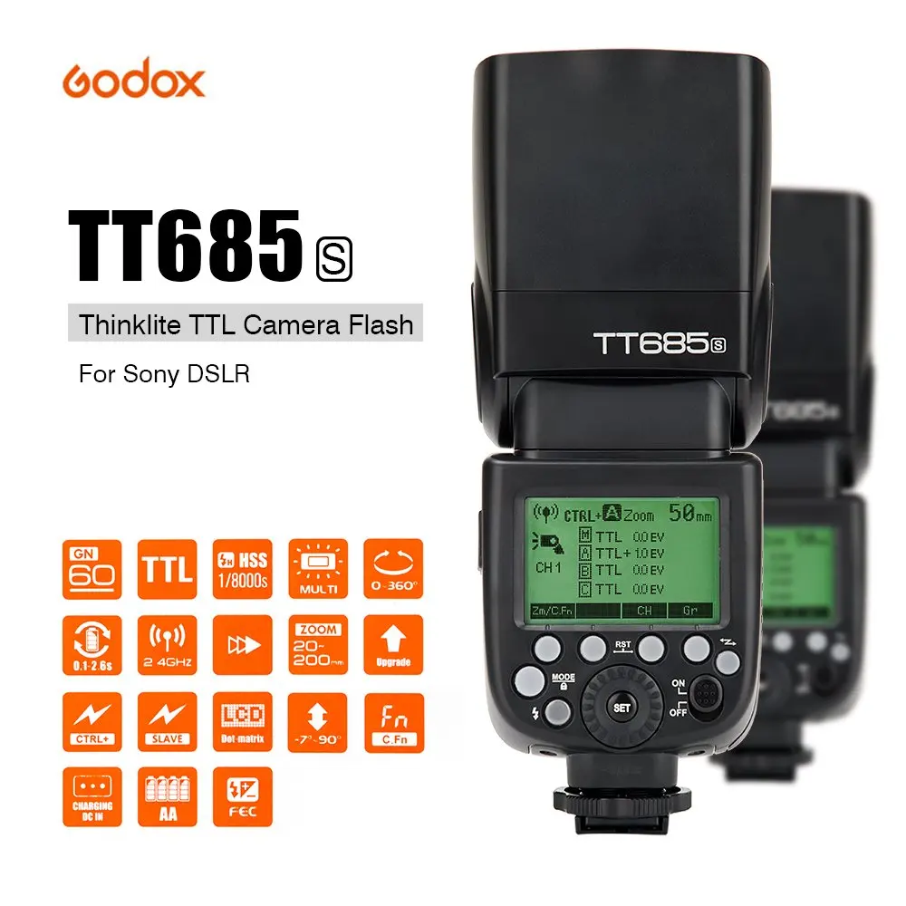 Godox TT685 TT685C TT685N TT685S TT685F TT685O 1/8000s ttl вспышка Speedlite X1T триггер для Canon Nikon sony Fuji Olympus |