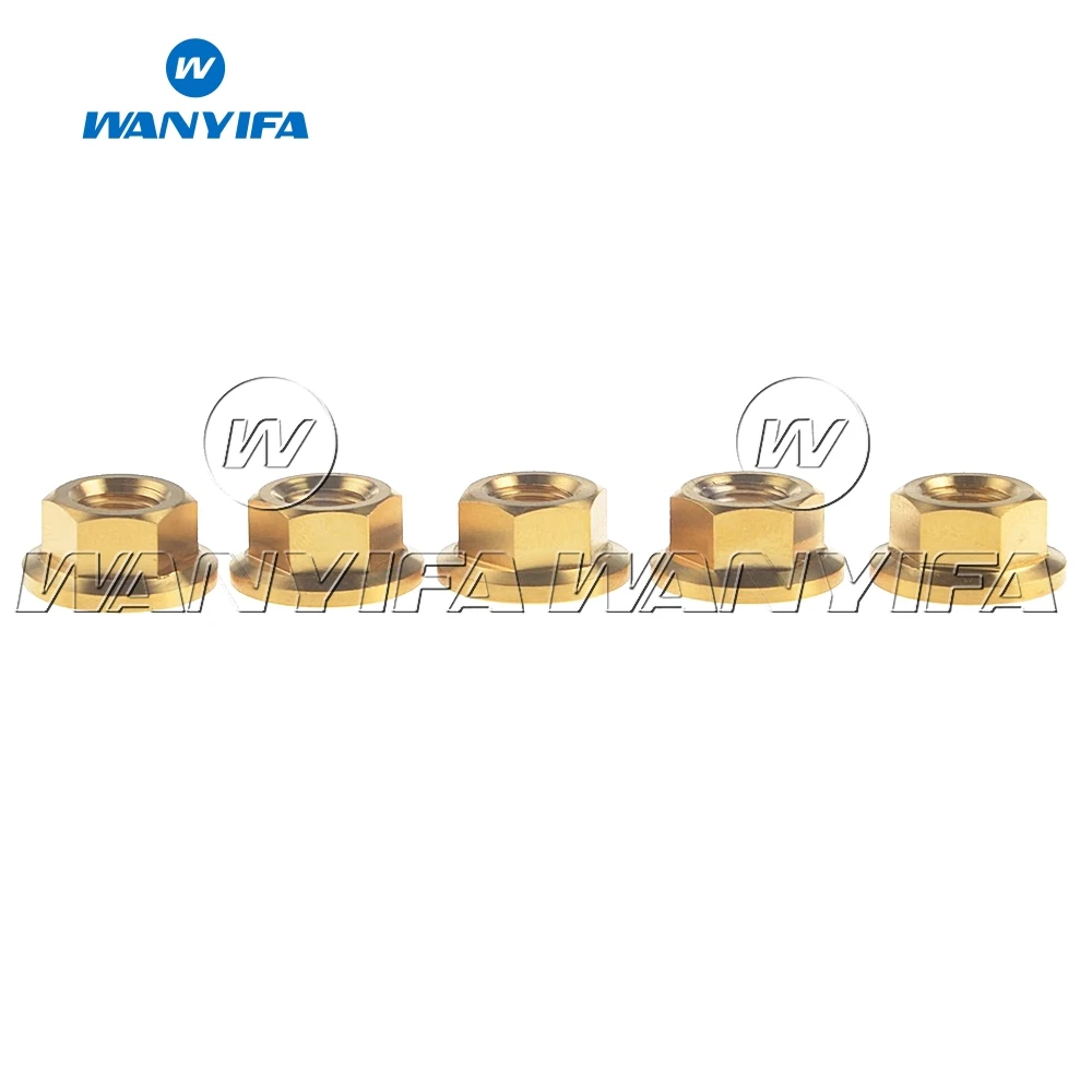 Титановый "Wanyifa" M10 x 1,25 1,5 звездочки гайки с фланцем для Honda/Suzuki/Yamaha 5 шт./лот - Цвет: Золотой