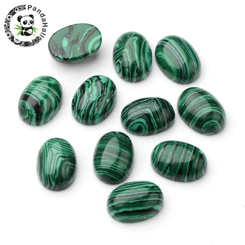 Malachite Oval Cabochons, 18x13x7mm