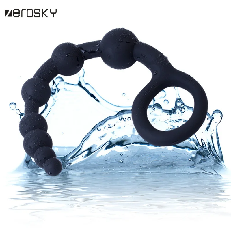 Zerosky Анальная пробка большой размер черные анальные бусины Силиконовые секс