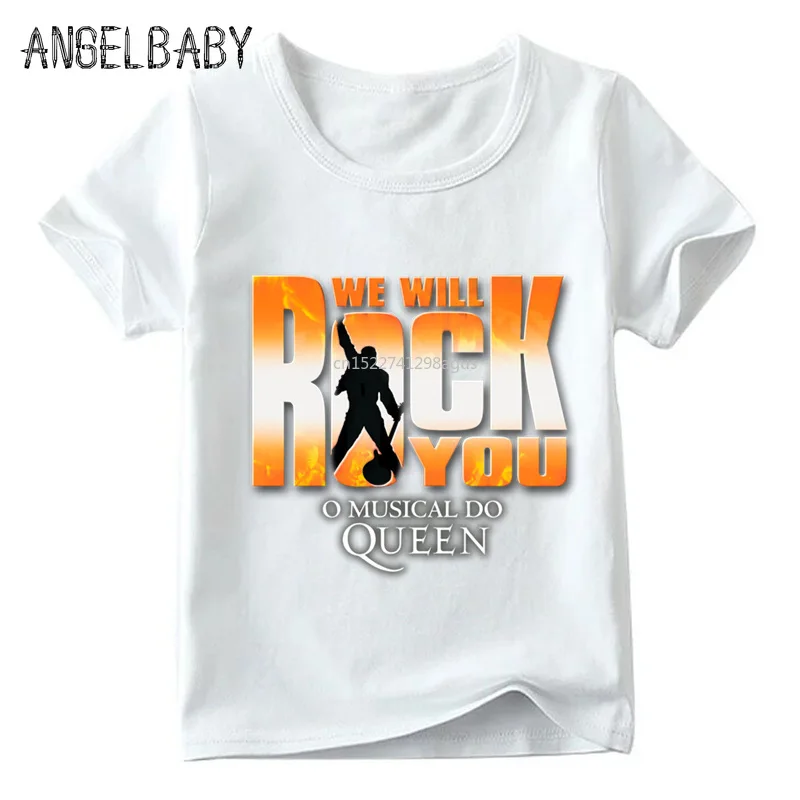Футболка для мальчиков и девочек с надписью We Will Rock You Queen детские летние белые