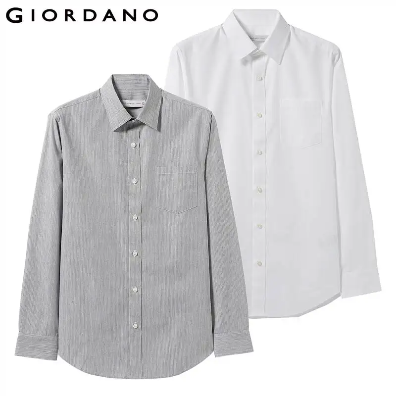 Giordano две мужские повседневные рубашки с длинными рукавами из slim fit имеется
