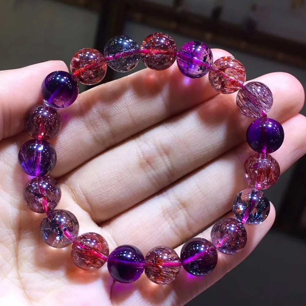 

10 мм натуральный браслет Super 7 Melody для женщин, женщин, мужчин, восстанавливающий удачу, подарок на любовь, хрустальные круглые бусины, Камень ...