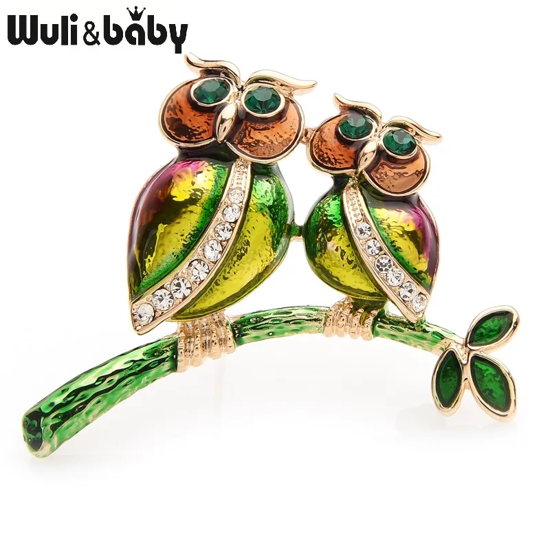 Парные эмалированные броши Wuli&baby в форме совы для женщин и мужчин из сплава птиц