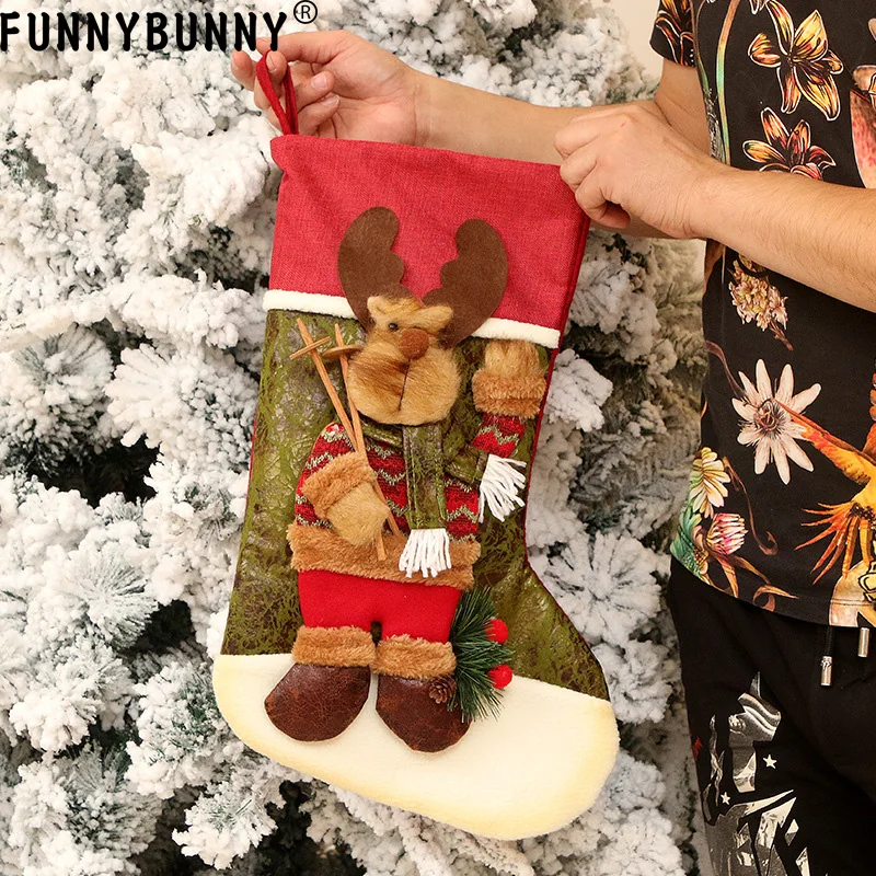 FUNNYBUNNY рождественские носки Подарочная сумка Рождественские украшения мешковина