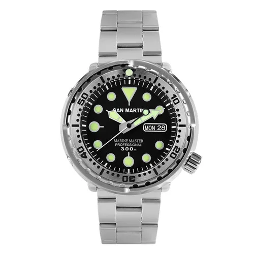 Steel strap 2 Мужские модные часы San Martin Tuna SBBN015, автоматические спортивные часы для дайвинга, стальные часы из нержавеющей стали, водонепроницаемость 300 м, керамический ободок - Цвет: Steel strap 2