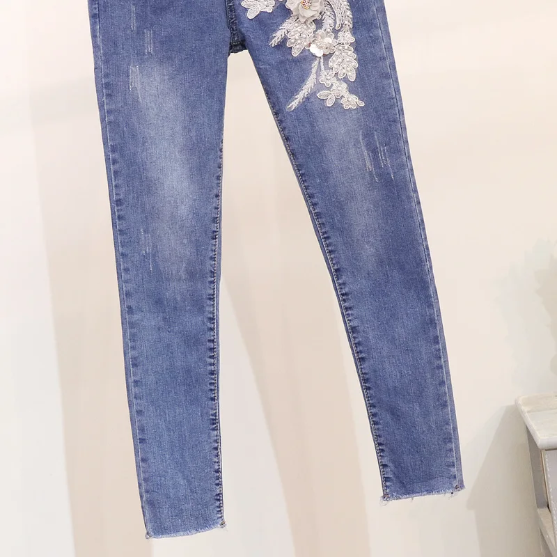 ALPHALMODA, расшитые блестками, с цветами, вязаные свитера с длинными рукавами+ джинсы, 2 шт., женские повседневные комплекты,, Осень-зима, модные комплекты одежды