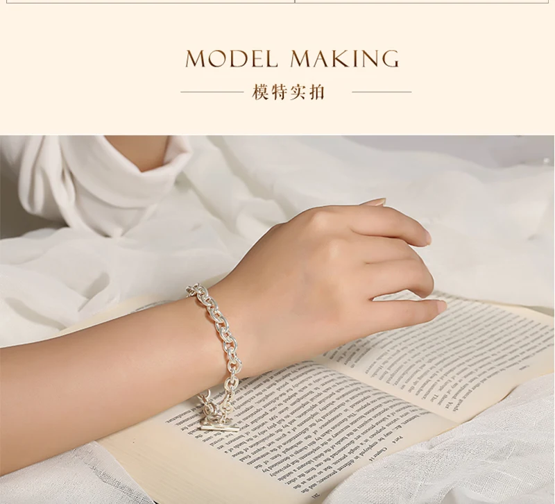 Модные S925 серебряный браслет круги цепи Мода jewelry браслет леди простой Цвет с милой звено цепи женские 925