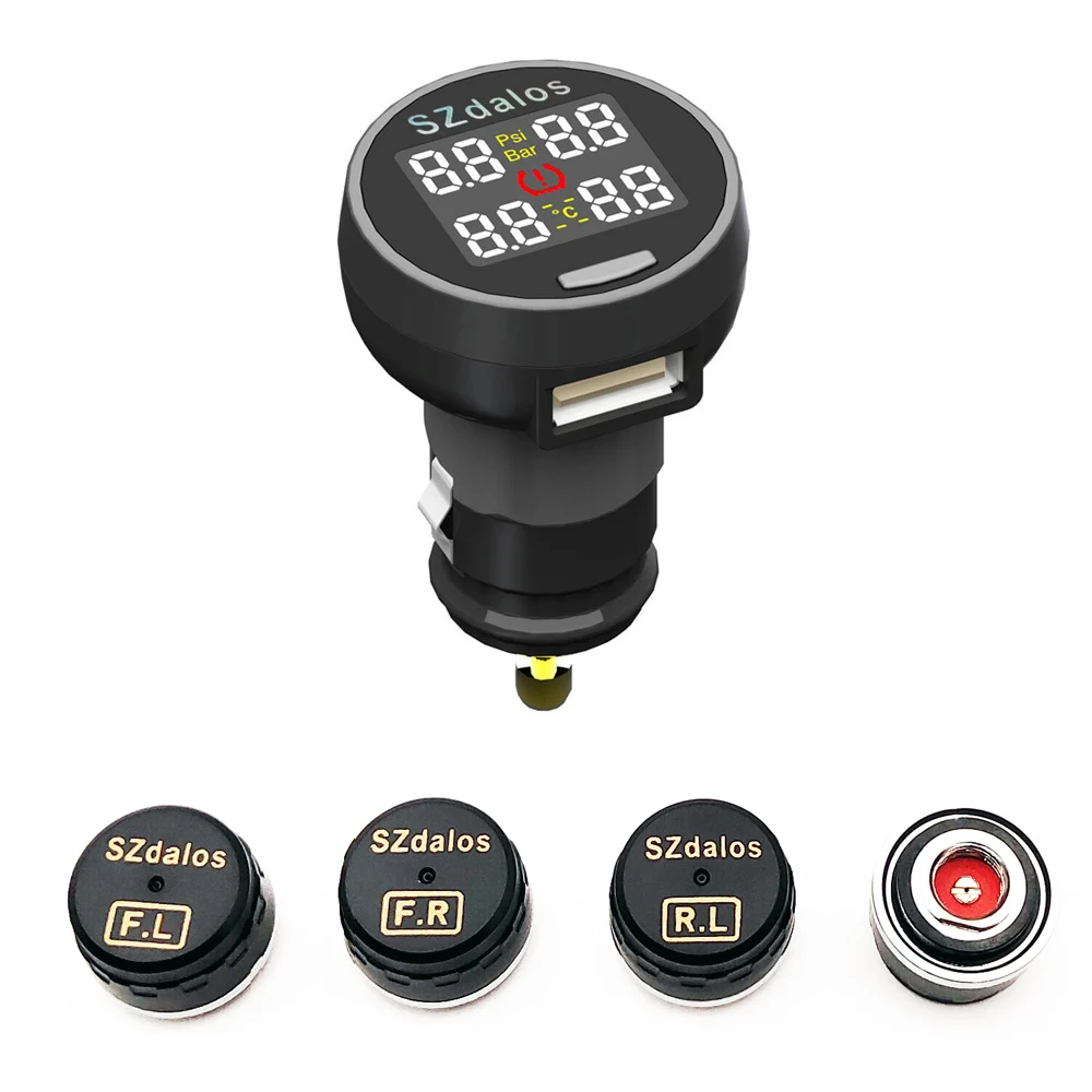 Универсальный беспроводной автомобильный монитор температуры в шинах TPMS датчик давления в шинах Система мониторинга шин с usb-разъемом и PSI