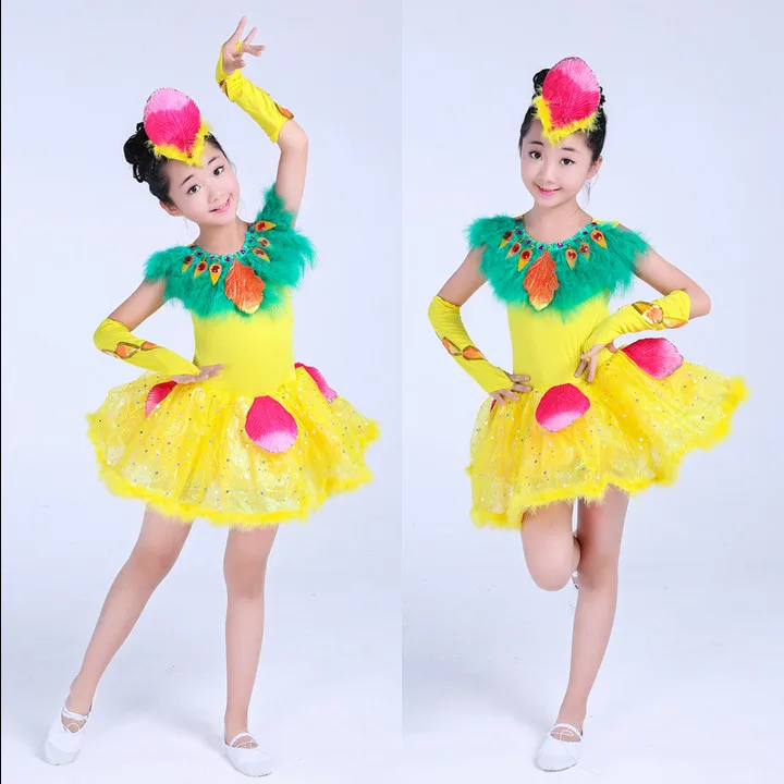 Балетное платье для девочек балетная пачка без рукавов с перьями детский