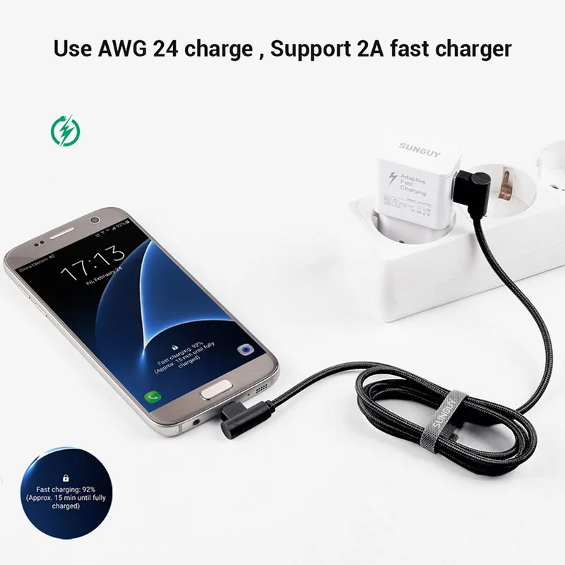 1 м 2 Micro USB кабель 2A Быстрый синхронизации данных и зарядки Android правый угол локоть