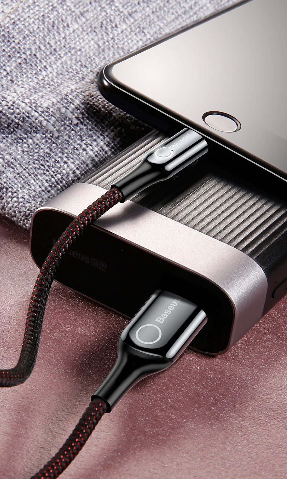 Baseus интеллектуальное отключение питания usb зарядный кабель для iPhone X 8 6 дыхательное освещение USB кабель автоматическое отключение питания зарядный кабель