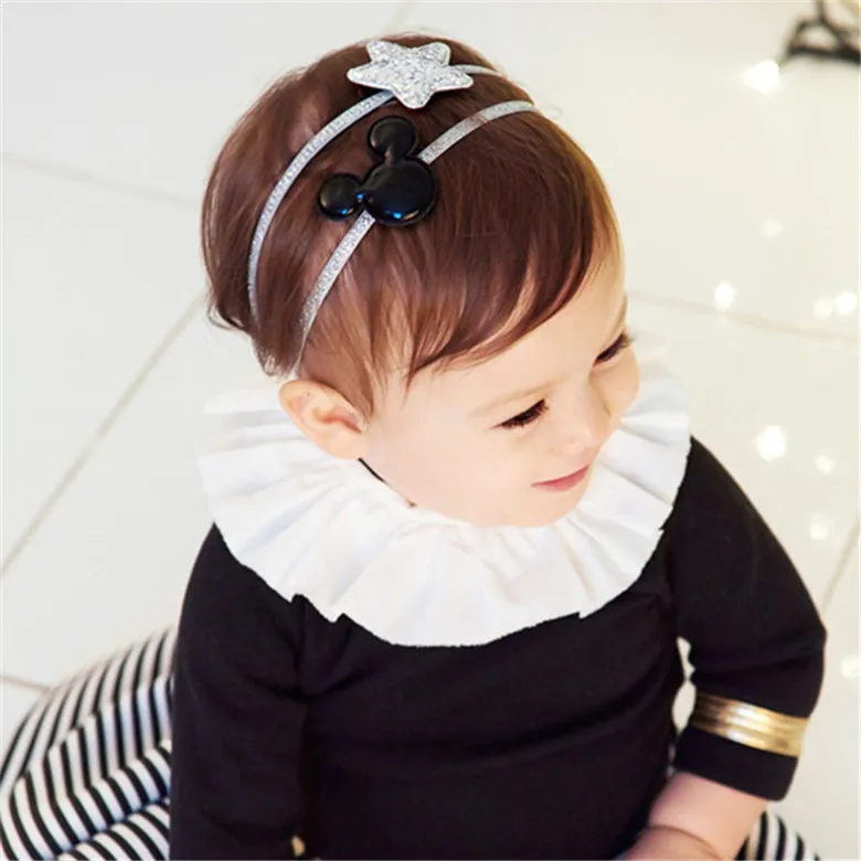 Ободок детский для девочек эластичный с сияющей звездой и Минни-Маус A140 |