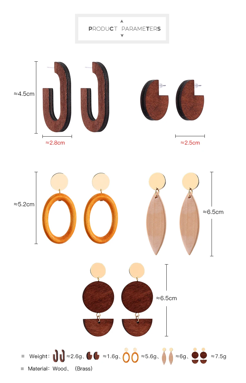 BALANBIU Two Types Classic Geometric Wood Stud Earrings For Women Party Gifts 2019 Newest Ear Pin Fashion Jewelry Accessories | Украшения и