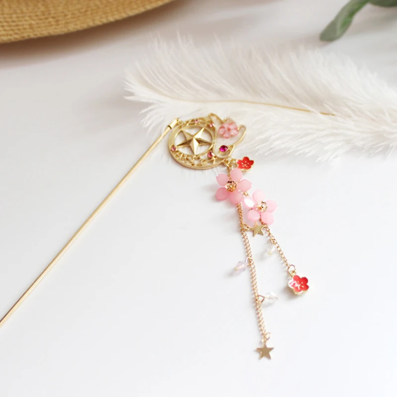 Новинка Sailor Moon Card Captor Cardcaptor Sakura Kanzashi заколка для волос аксессуары заколка для волос с кристаллами Высокое качество