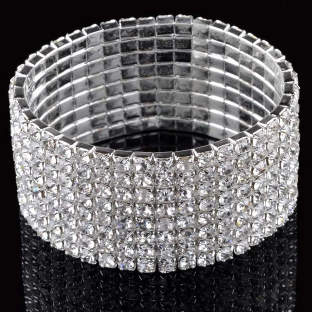 Регулируемый Кристалл 8 RWS браслеты для женщин Браслеты Манжеты Мода 2017