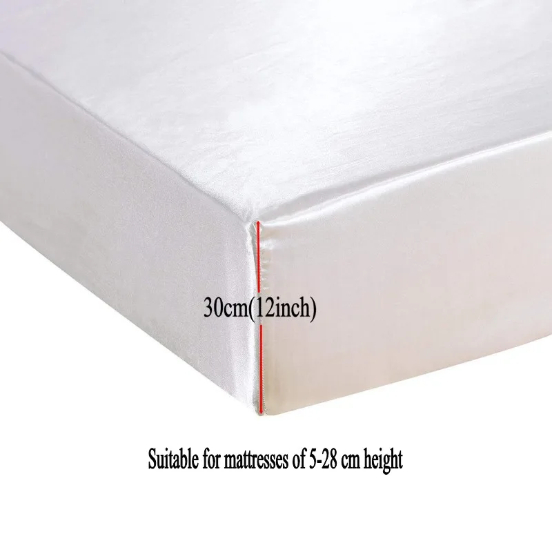 Атласная Простыня из искусственного шелка с эластичным поясом, Одноцветный чехол для матраса, эластичная лента, одинарная двойная простыня для кровати queen King