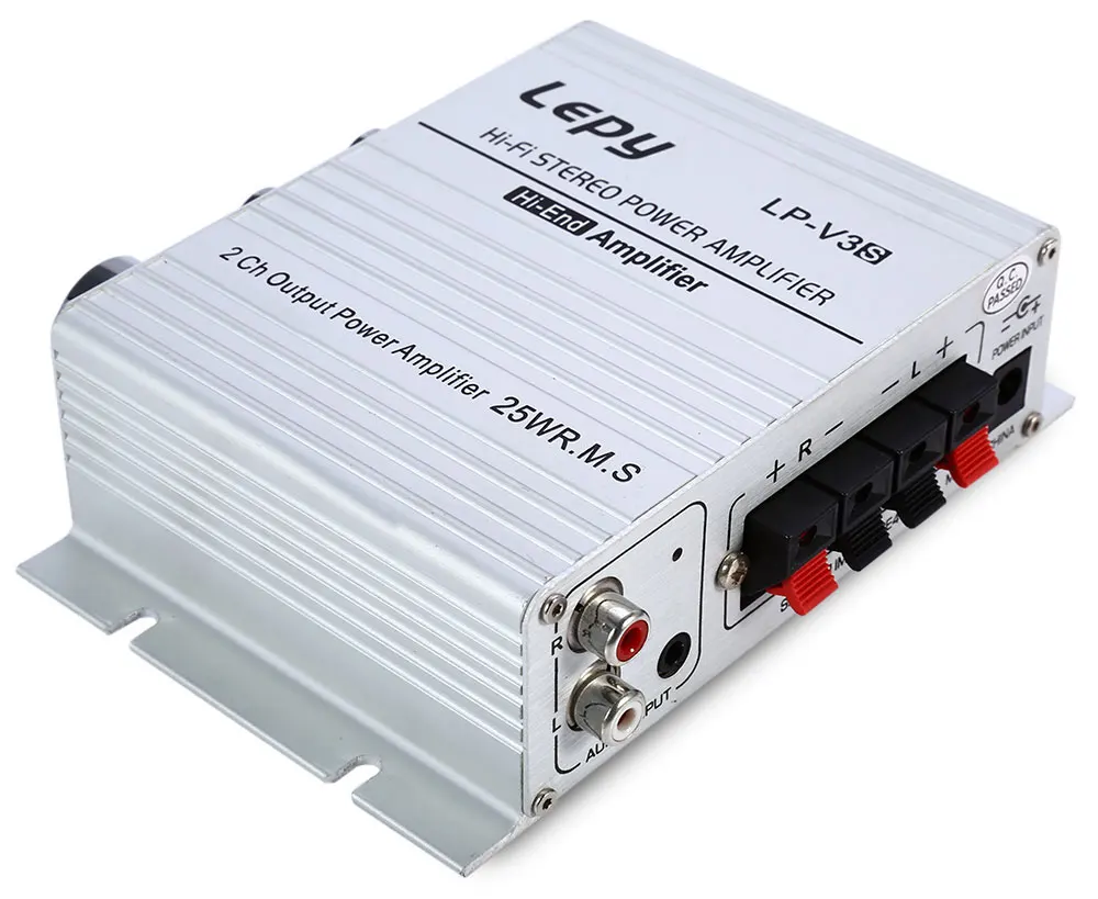Lepy LP-V3 Mini Hi-Fi Stereo Digital Bass Output Power Amplifier 12V MP3 Car Audio Amplificador 2CH Speaker with Volume Control |