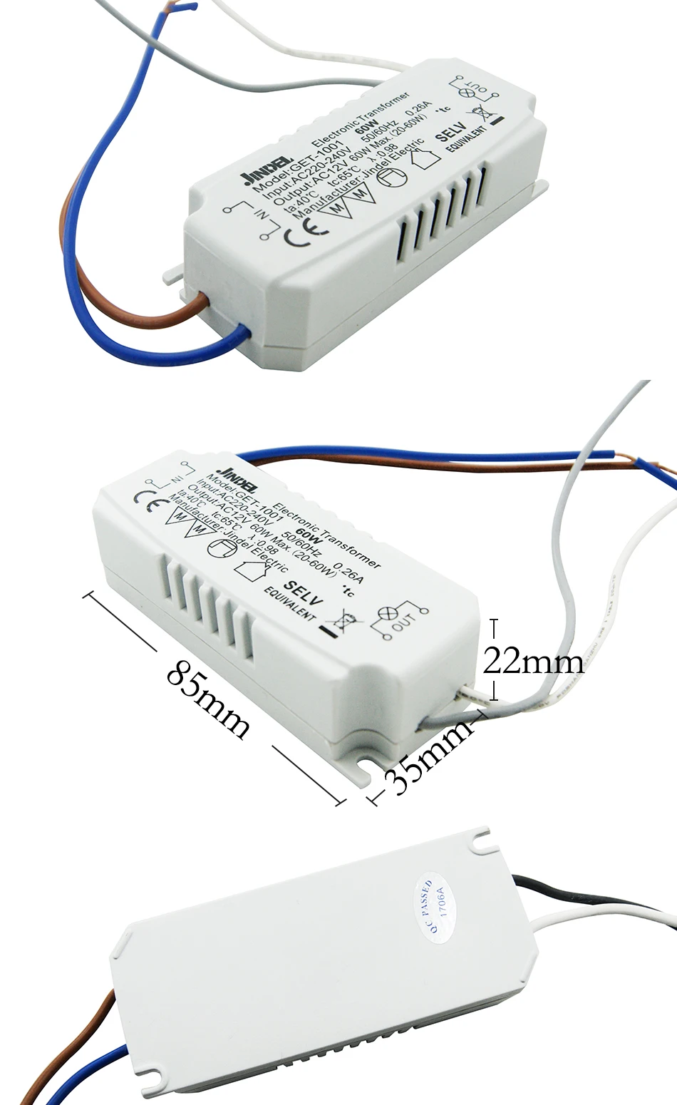 JINDELI AC220V к AC12V электронный трансформатор 60 Вт 105 Вт 120 Вт 160 Вт для G4 кристаллическая галогенная лампа шарик CE Трансформаторы освещения