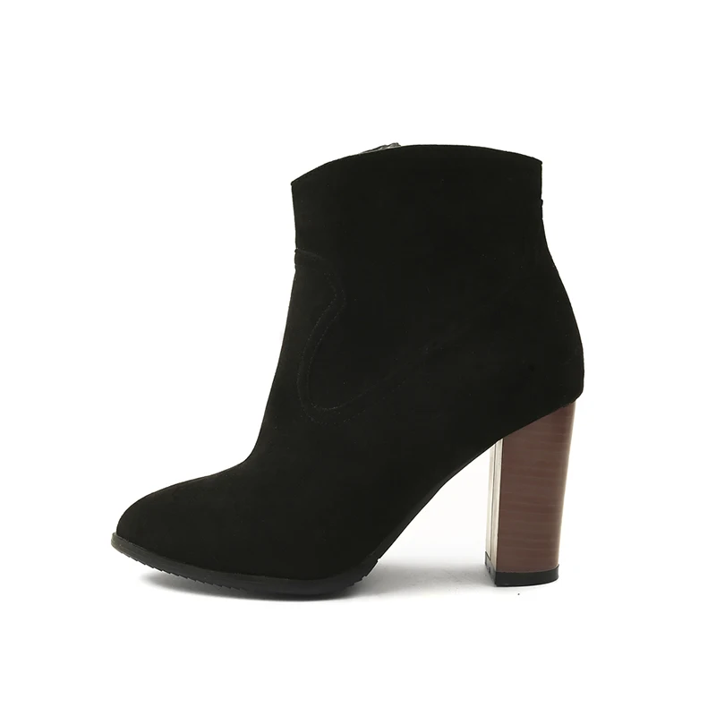 JK На высоких толстых каблуках ботильоны Для женщин сапоги ботинки на молнии