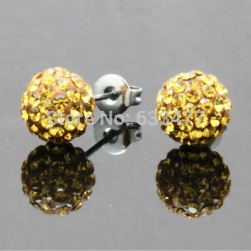 MZ06K03 19 цветов 10ММ Shamballa Бренд Сережки ввиде Диско Шара Shamballa Серьги из кристалов Украшения для Женщин - Окраска металла: MZ06K03