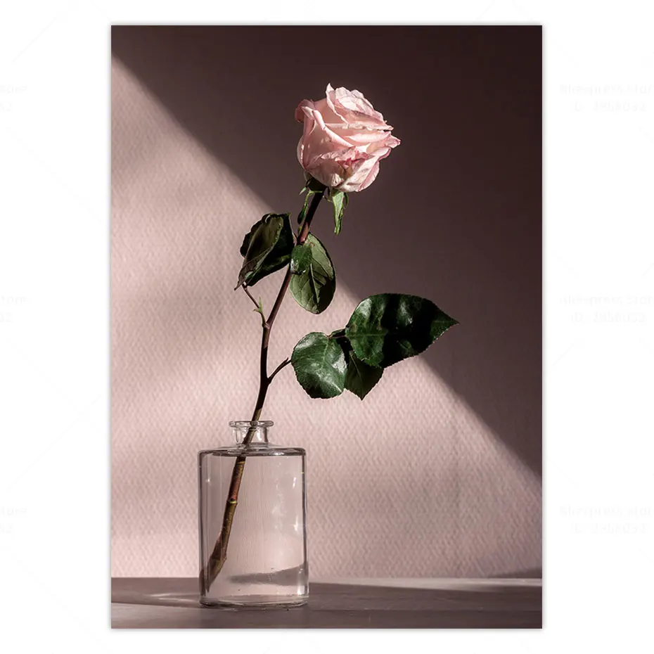 Настенная картина в скандинавском стиле холст плакаты с розовыми цветами