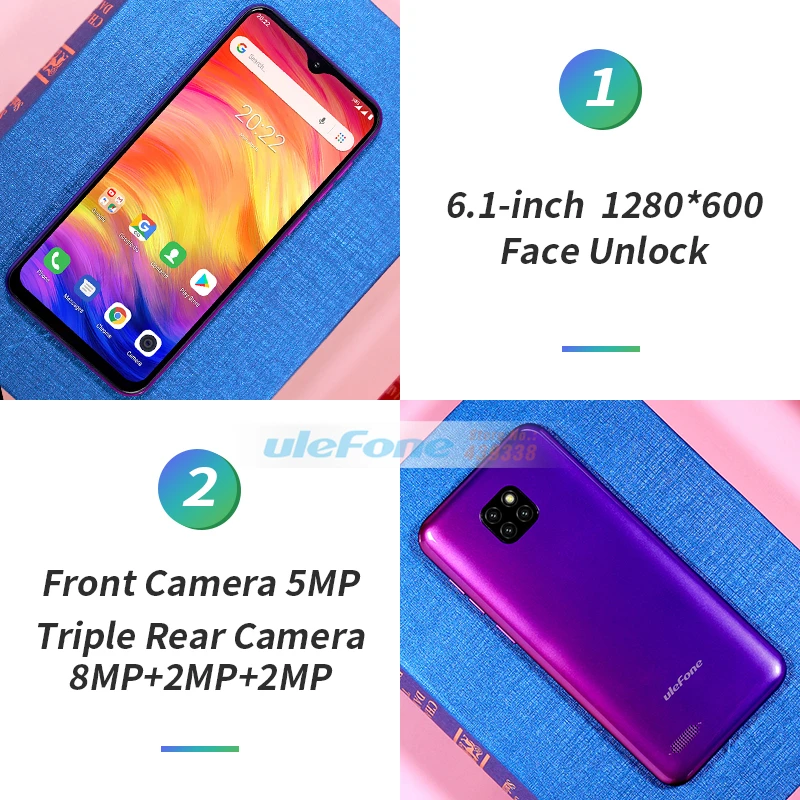 Смартфон Ulefone Note 7 6 1 дюйма Гб ОЗУ 16 ПЗУ четырехъядерный MT6580A 3500 мА/ч Face ID тройная