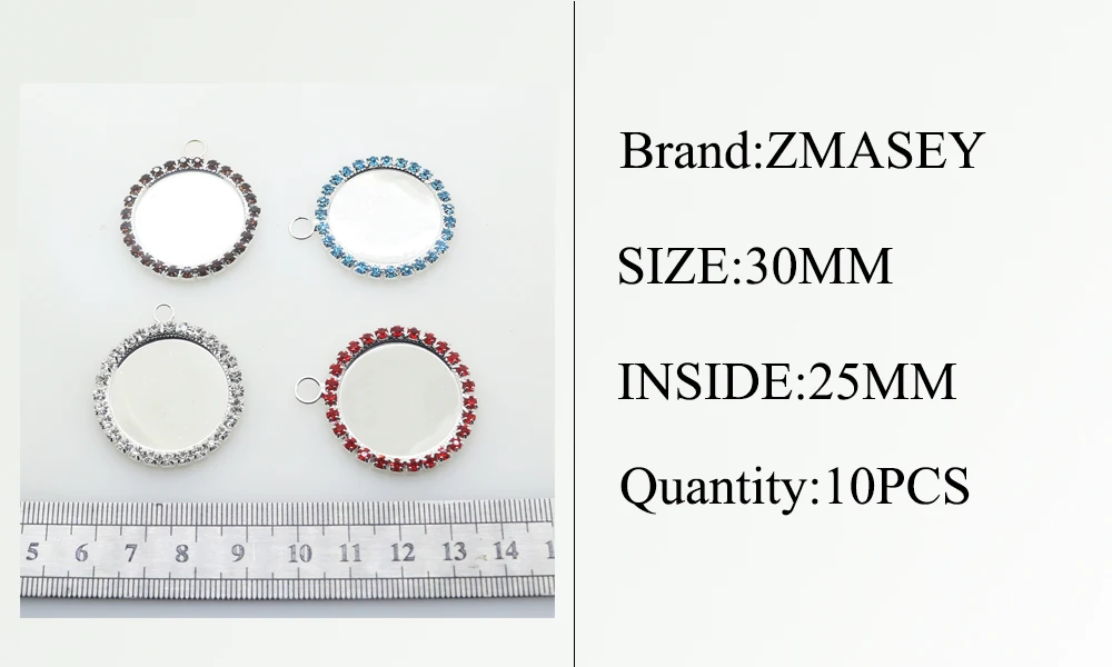 

YWXINXI 10 pcs/bag 30mm Round Color Rhinestone Pendant Rhinestone Button Clothing Decoration Accessories Multicolor Optional