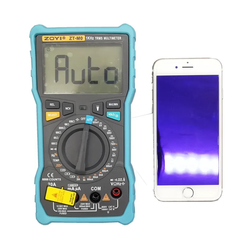 Цифровой мультиметр ZOYI Φ True RMS автоматический/ручной 6000 отсчетов с аналоговой