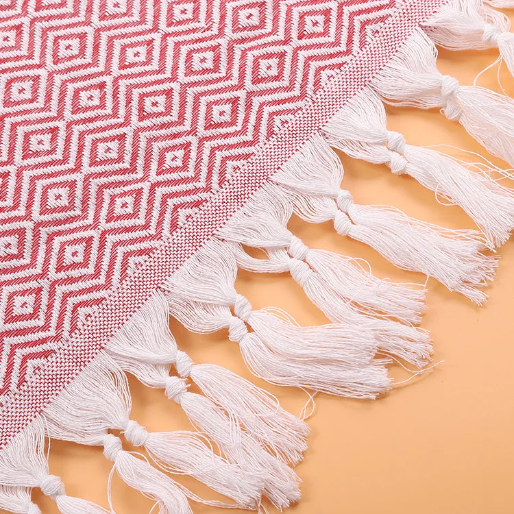 Клетчатое хлопковое турецкое банное полотенце с кисточками летнее