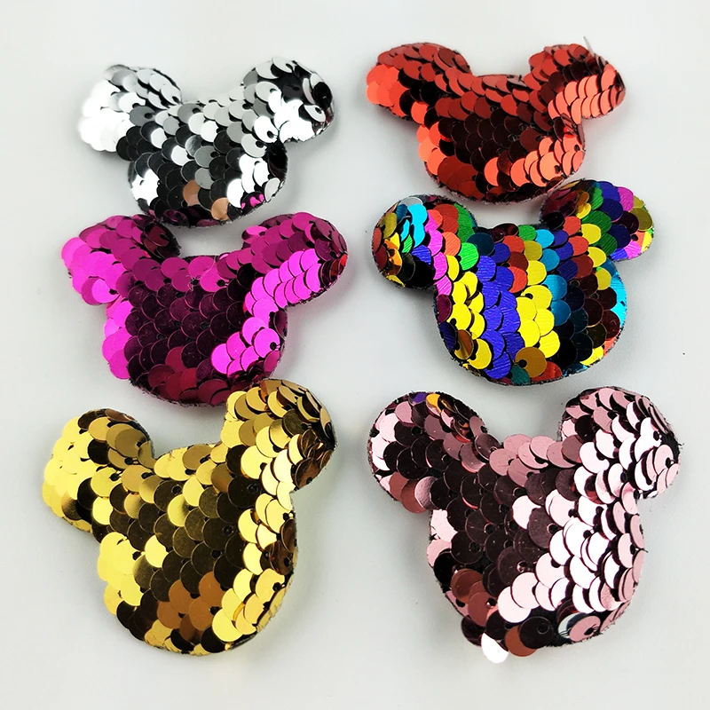 5x4 см 30 шт./лот блесток кошка голова мягкая аппликация для DIY Детские аксессуары