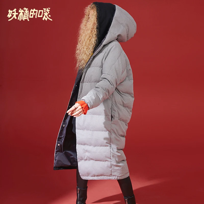 ELFSACK новинка теплая Женская куртка повседневная в клетку однобортная полная для