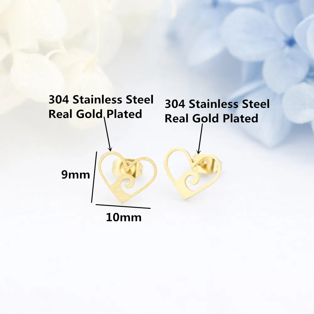 Женские серьги гвоздики в форме сердца модные ювелирные изделия из нержавеющей