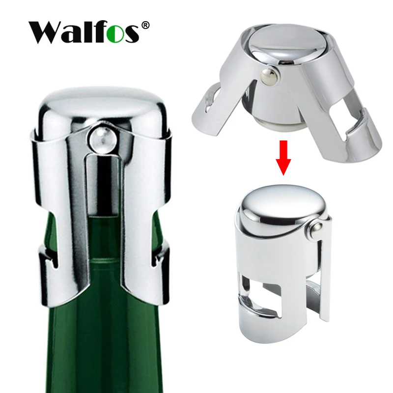 WALFOS 304 Stainless Steel Champagne Cork Portable Sealing Machine Bar Stopper Wine Cork Sparkling Wine Champagne Cap new high quality stainless steel wine stopper portable durable stainless steel wine stopper bar accessories support wholesale