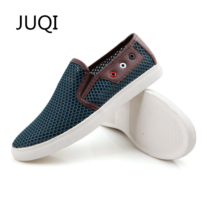 JUQI 2018 Men'S Casual Shoes Men Shoe For Mesh Breathable Loafers Summer And Autumn Patchwork Light Rubber Mocassin Homme | Обувь