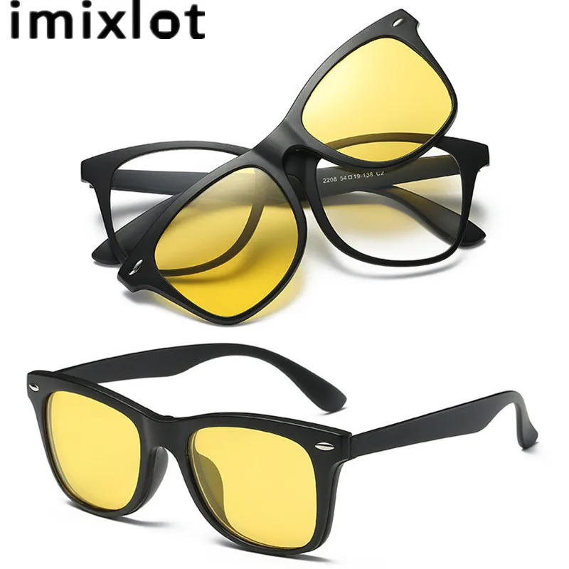 Поляризованные солнцезащитные очки IMIXLOT с клипсой мужские для вождения линзами